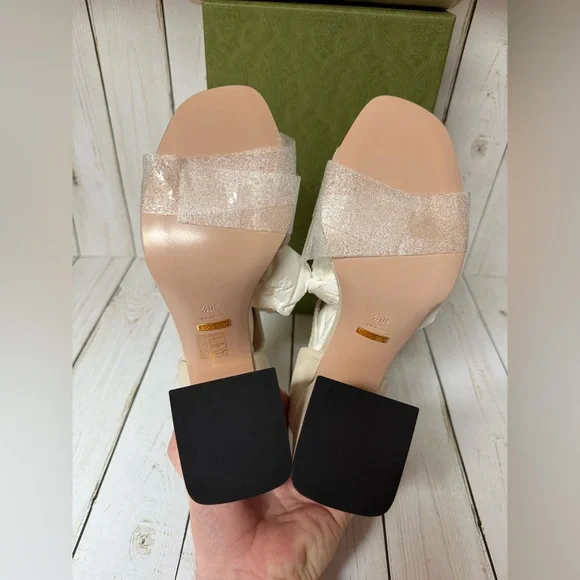 Gucci Nappa Horsebit Cross Strap Sandals Mystic White Sz 40.5 / 10.5 - Picture 14 of 14